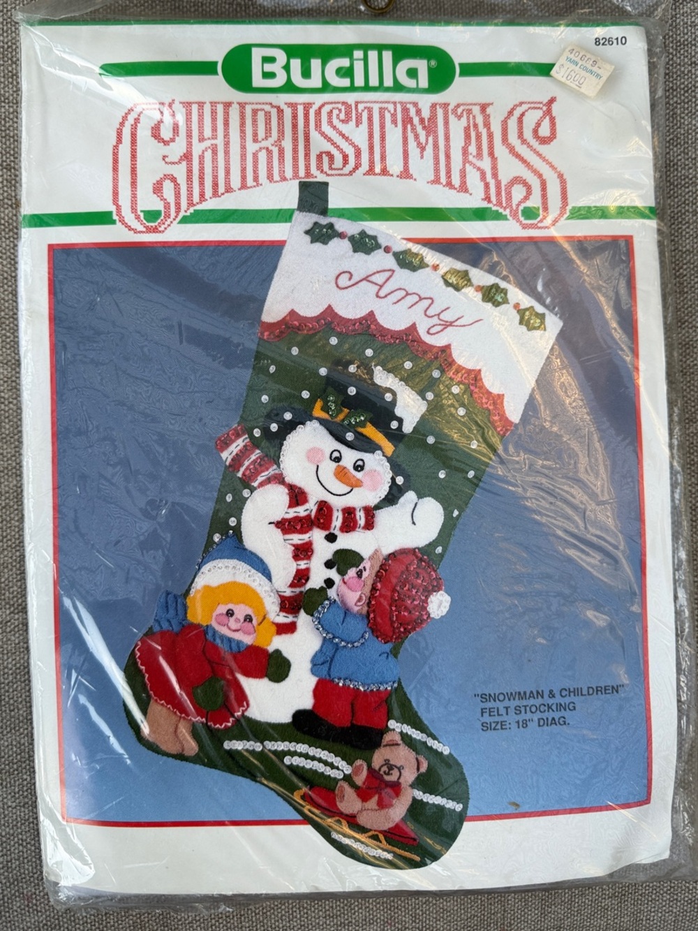 Bucilla Snowman & Children Felt Holiday 18” Stocking Embroidery Kit